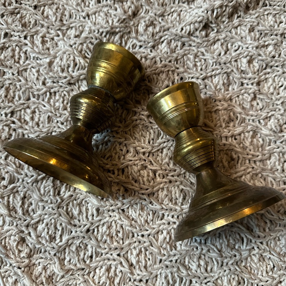 Vintage Brass Candle Holders - 5” tall